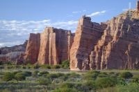 Formación rocosa de nombre Los Castillos, en la Quebrada de Cafayate, provincia de Salta, Argentina