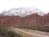 La Quebrada de las Conchas, nieve en las montañas, provincia de Salta, Argentina